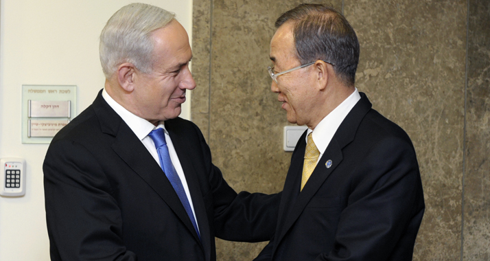 Setzt sich für Zivilisten ein: Ban Ki-Moon (r.) am Dienstag mit dem israelischen Premierminister Benjamin Netanjahu