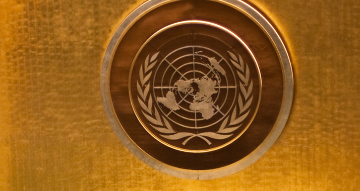 Unter dem Emblem der UN im Saal der Vollversammlung soll am Donnerstag die Abstimmung stattfinden.