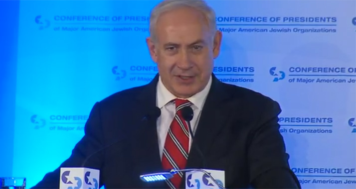 Netanjahu sprach am Montag in Jerusalem vor der „Konferenz der Präsidenten großer amerikanischer jüdischer Organisationen“