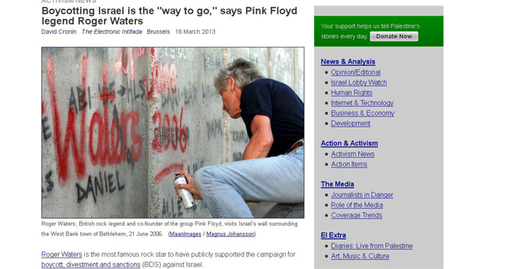 "Pink Floyd"-Gründer Waters will erst in Israel auftreten, wenn die Sperranlage nicht mehr existiert.