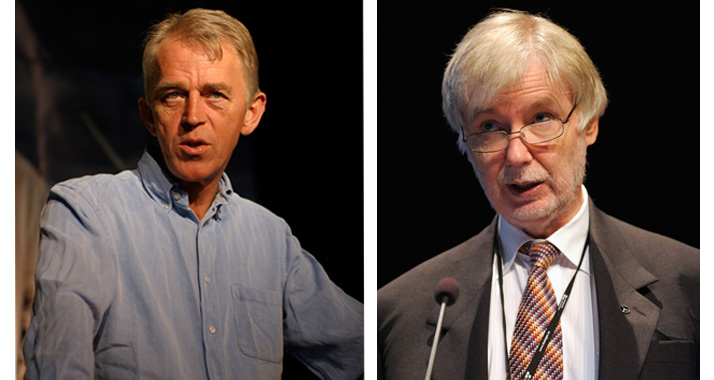 Am Samstag gaben Villy Søvndal (li.) und Erkki Tuomioja die Aufwertung der palästinensischen Vertretung bekannt.