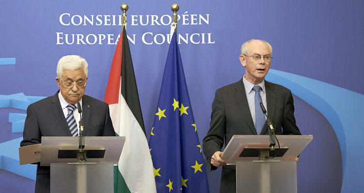Proklamieren die Zweistaatenlösung: Abbas und der Präsident des Europäischen Rates, Van Rompuy (r.)