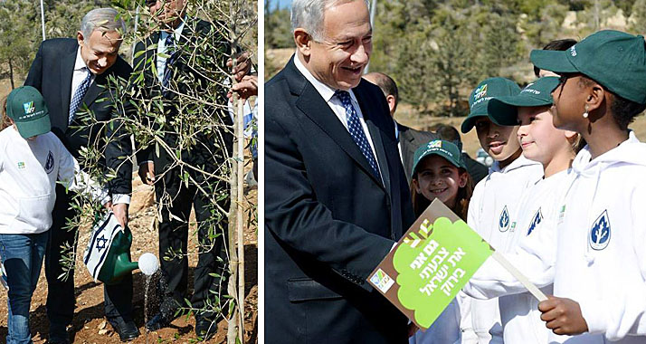 "Bäume pflanzt man für Jahrzehnte": Netanjahu am Mittwoch mit Kindern seiner ehemaligen Schule
