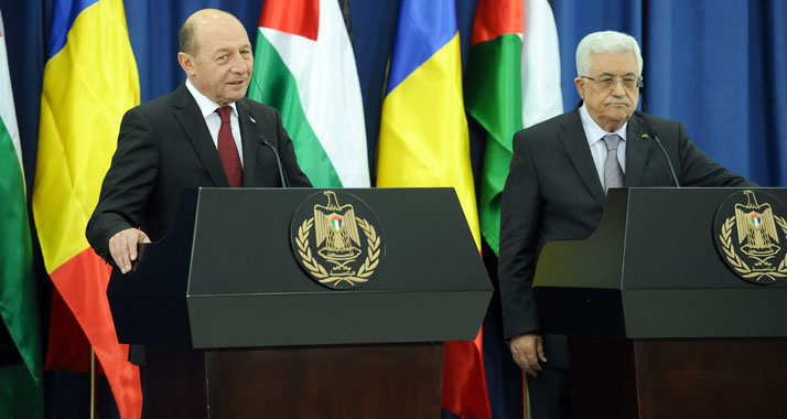Für zwei Staaten: Der rumänische Präsident Basescu (l.) und Abbas am Dienstag in Ramallah