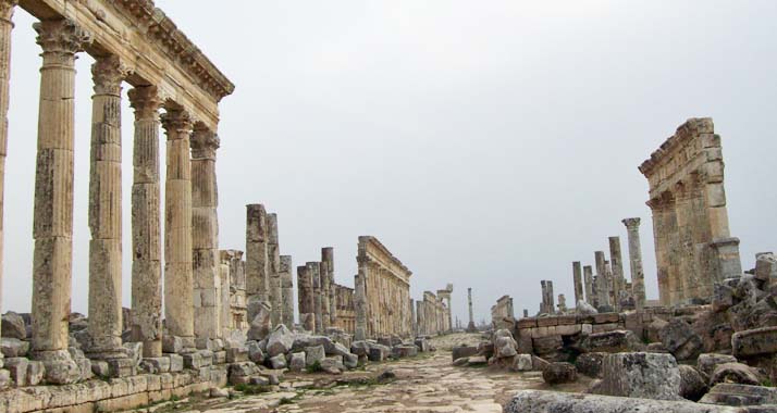 Die antike Stätte Apamea wurde im syrischen Bürgerkrieg zerstört.