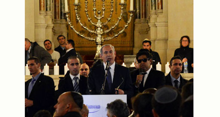 Netanjahu forderte die französischen Juden zur Einwanderung nach Israel auf.