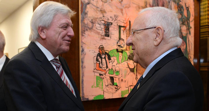 Zum Auftakt seiner Nahostreise wurde Bouffier (l.) von Israels Staatspräsident Rivlin empfangen