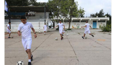 Palästinensische Jugendliche waren während der Trainingseinheit mit der Real-Madrid-Vertretern auch mit von der Partie