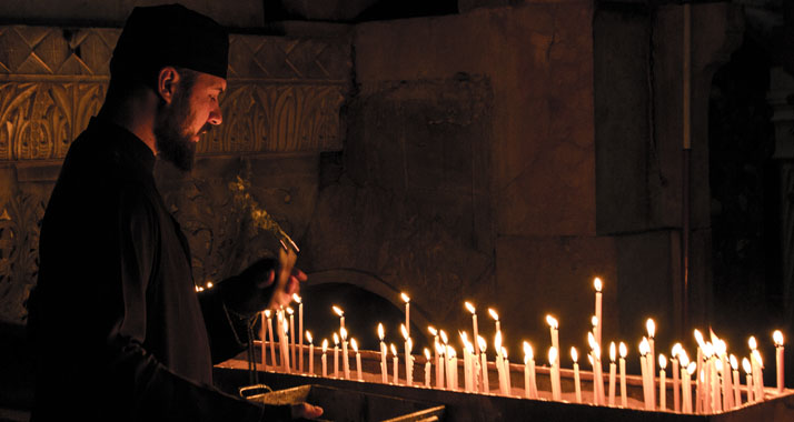 Die palästinensischen Christen sind vorwiegend griechisch-orthodox – hier ein Priester in der Grabeskirche