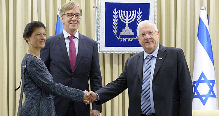 Kritik erlaubt: Staatspräsident Rivlin begrüßt in Jerusalem die deutschen Politiker Wagenknecht und Bartsch