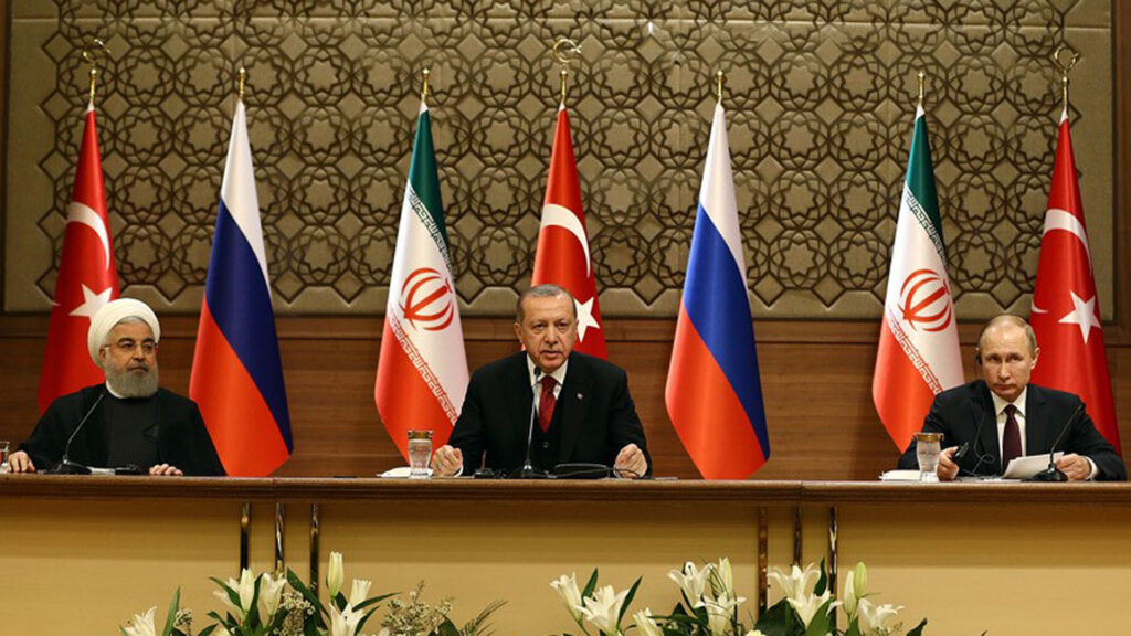 Setzen auf den politischen Dialog: Rohani, Erdogan und Putin (v. l. n. r.)