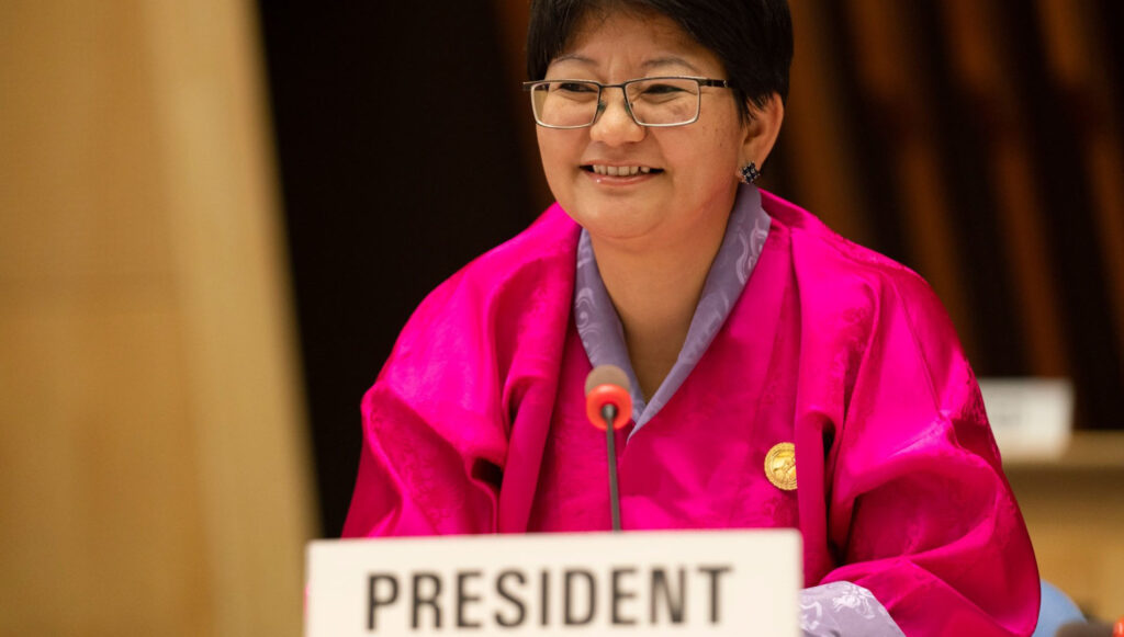 Die Präsidentin der 74. Jahresversammlung ist Dechen Wangmo aus Bhutan