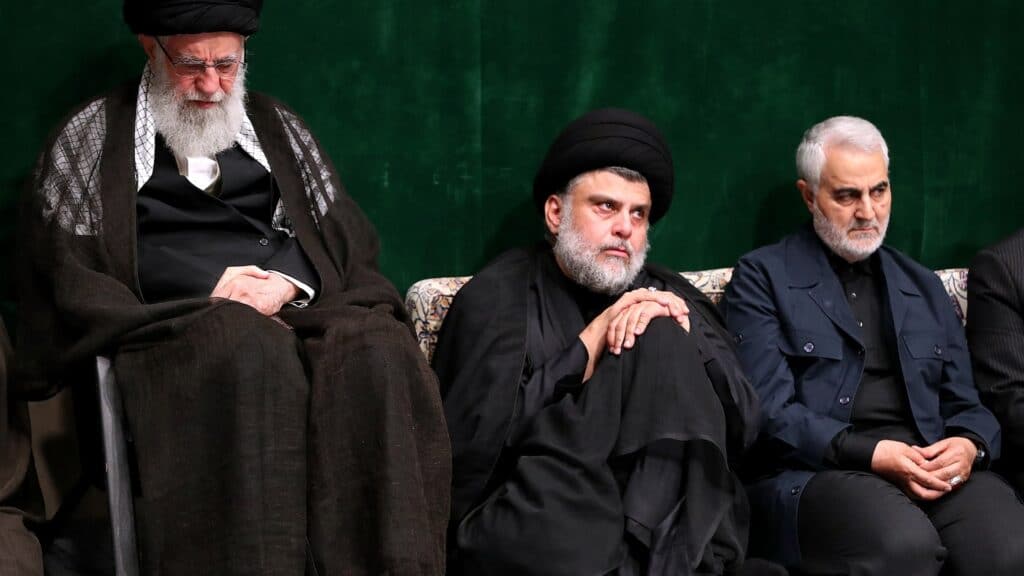 Al-Sadr zusammen mit Chameini und Soleimani